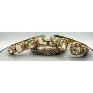 RARE FIND  $300 HEIDI DAUS Triple Play Set of 3 Bracelets CHAMPAGNE NEUTRAL  M/L